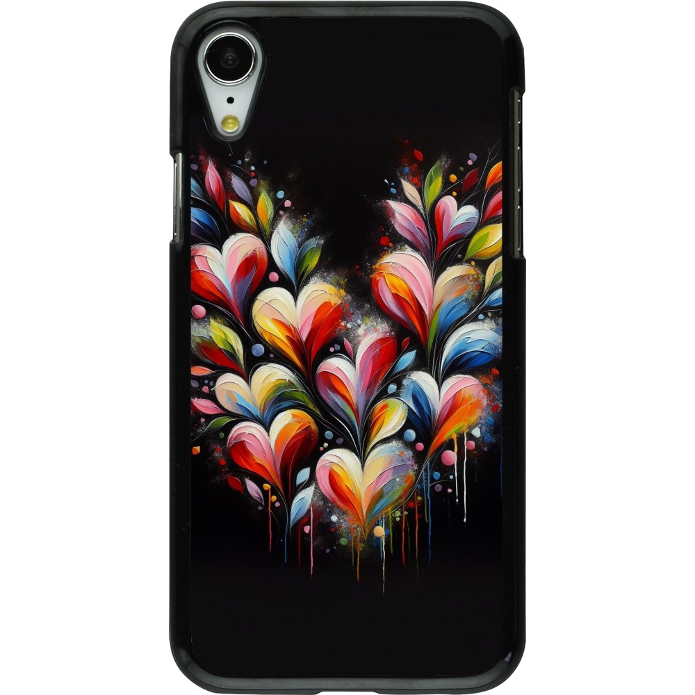 iPhone XR Case Hülle - Valentin 2024 Schwarzes Herz Abstrakt