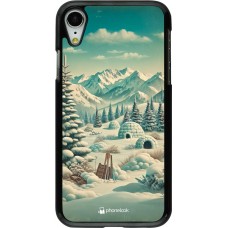 iPhone XR Case Hülle - Vintage Schneebedeckter Berg Iglu