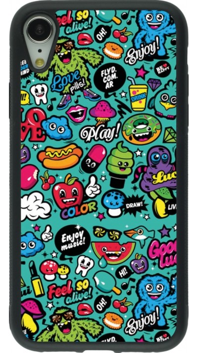 iPhone XR Case Hülle - Silikon schwarz Cartoons old school