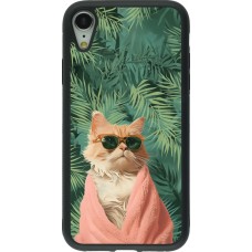 iPhone XR Case Hülle - Silikon schwarz Cat Summer Palms