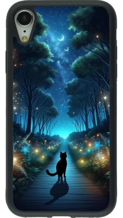 iPhone XR Case Hülle - Silikon schwarz Schwarze Katze Spaziergang