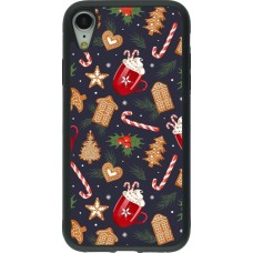 iPhone XR Case Hülle - Silikon schwarz Christmas 25 Pattern Gingerbread House