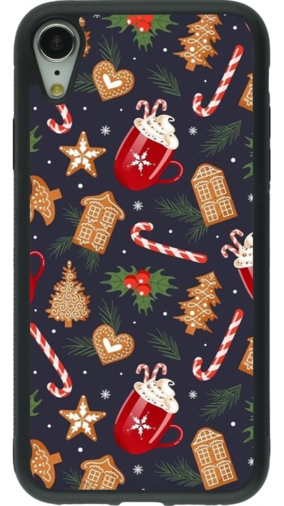 iPhone XR Case Hülle - Silikon schwarz Christmas 25 Pattern Gingerbread House