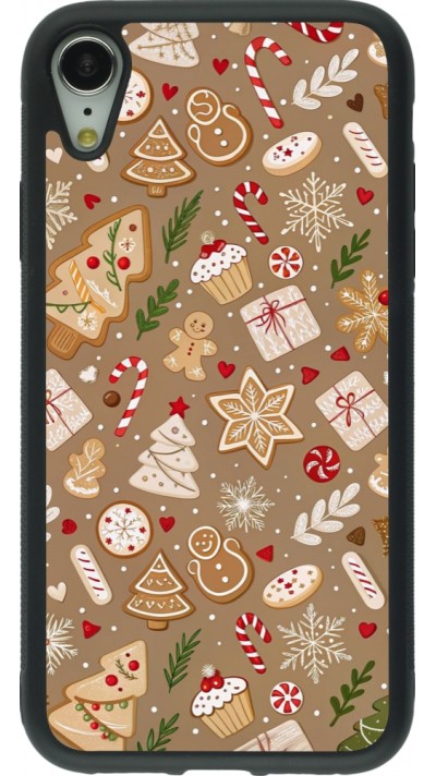 iPhone XR Case Hülle - Silikon schwarz Christmas 25 Pattern Ginger Cookie