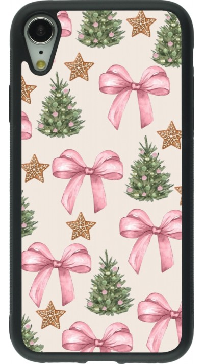 iPhone XR Case Hülle - Silikon schwarz Christmas 25 Vintage Ribbons