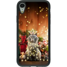 iPhone XR Case Hülle - Silikon schwarz Christmas 25 Xmas Cat