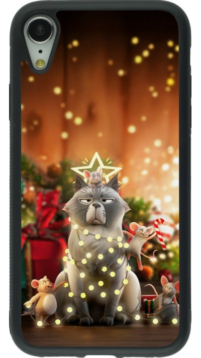 iPhone XR Case Hülle - Silikon schwarz Christmas 25 Xmas Cat