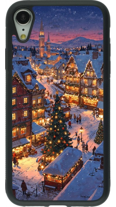 iPhone XR Case Hülle - Silikon schwarz Christmas 25 Xmas Village