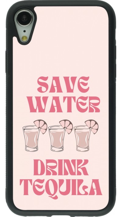 iPhone XR Case Hülle - Silikon schwarz Cocktail Save Water Drink Tequila