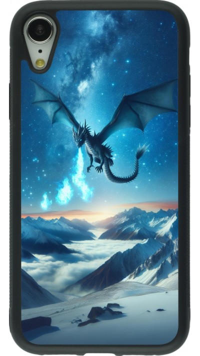 iPhone XR Case Hülle - Silikon schwarz Drache nächtliche Berg