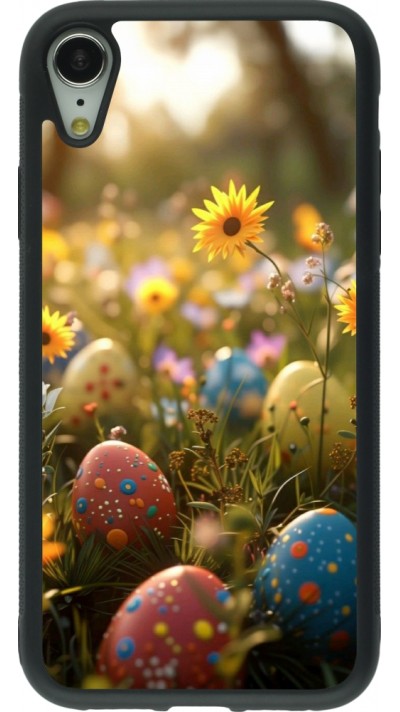 iPhone XR Case Hülle - Silikon schwarz Easter 2026 Decorated eggs