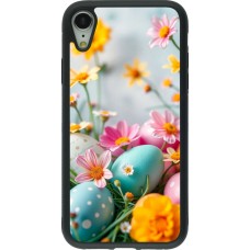 iPhone XR Case Hülle - Silikon schwarz Easter 2026 Eggs with flowers