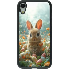 iPhone XR Case Hülle - Silikon schwarz Easter 2026 Rabbit in the garden