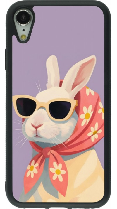 iPhone XR Case Hülle - Silikon schwarz Easter 2026 Rabbit with scarf