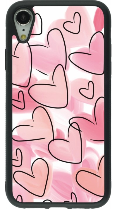 iPhone XR Case Hülle - Silikon schwarz Easter 2023 pink hearts