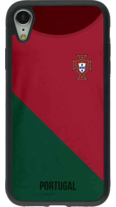 Coque iPhone XR - Silicone rigide noir Maillot de football Portugal 2022