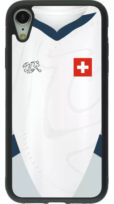 iPhone XR Case Hülle - Silikon schwarz Schweiz Away personalisierbares Fussballtrikot