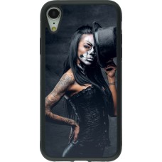 iPhone XR Case Hülle - Silikon schwarz Halloween 22 Tattooed Girl