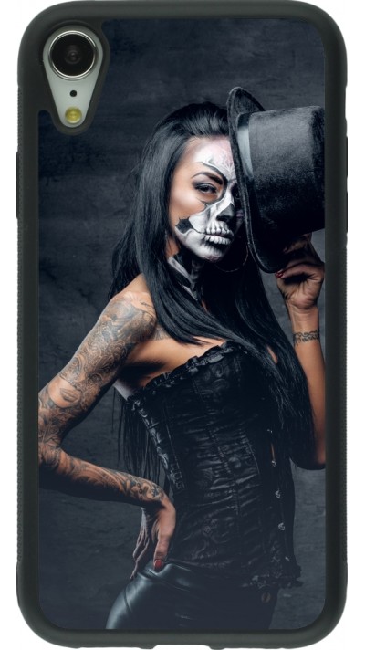 iPhone XR Case Hülle - Silikon schwarz Halloween 22 Tattooed Girl
