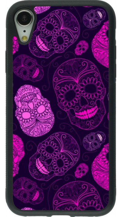 iPhone XR Case Hülle - Silikon schwarz Halloween 2023 pink skulls