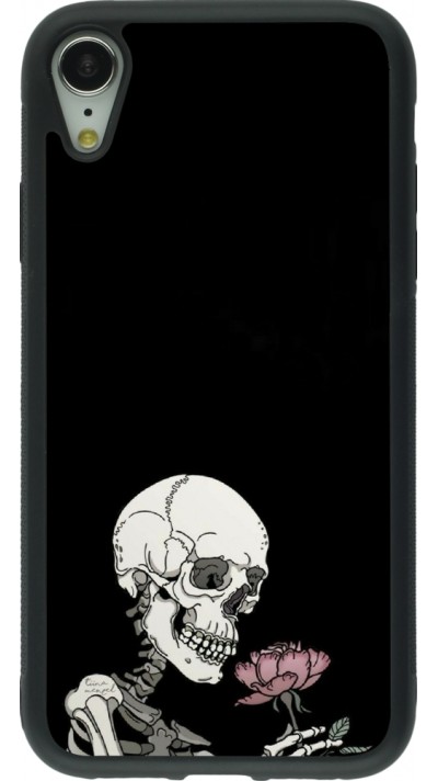iPhone XR Case Hülle - Silikon schwarz Halloween 2023 rose and skeleton