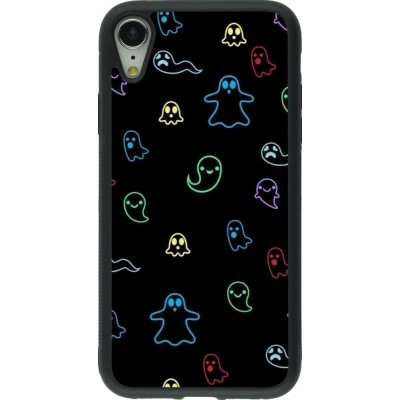 iPhone XR Case Hülle - Silikon schwarz Halloween 2024 colorful ghosts