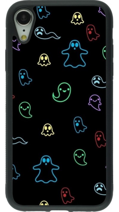 iPhone XR Case Hülle - Silikon schwarz Halloween 2024 colorful ghosts