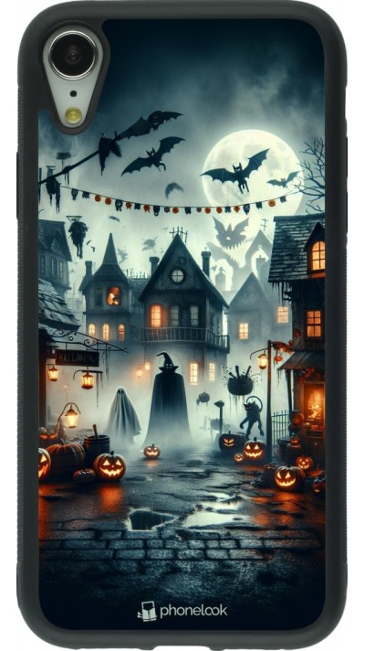iPhone XR Case Hülle - Silikon schwarz Halloween Spukstadt
