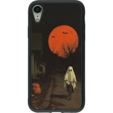iPhone XR Case Hülle - Silikon schwarz Halloween 2025 Ghost on a bicycle