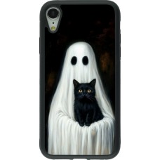 iPhone XR Case Hülle - Silikon schwarz Halloween 2025 Ghost with black cat