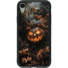 iPhone XR Case Hülle - Silikon schwarz Halloween 2025 Pumpkin with flowers