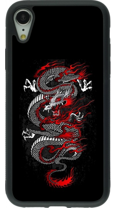 iPhone XR Case Hülle - Silikon schwarz Japanese style Dragon Tattoo Red Black