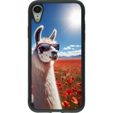 iPhone XR Case Hülle - Silikon schwarz Lama Chic in Mohnblume