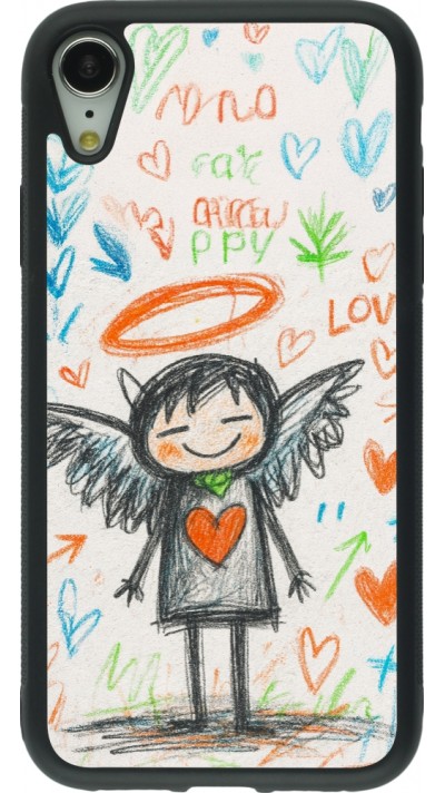 iPhone XR Case Hülle - Silikon schwarz Little Angel Sketch Love