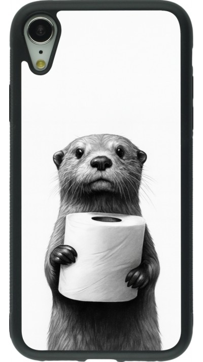 iPhone XR Case Hülle - Silikon schwarz Otter Toilettenpapier