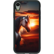 iPhone XR Case Hülle - Silikon schwarz Majestätischer Sonnenuntergang Pferd