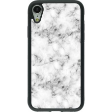 Coque iPhone XR - Silicone rigide noir Marble 01