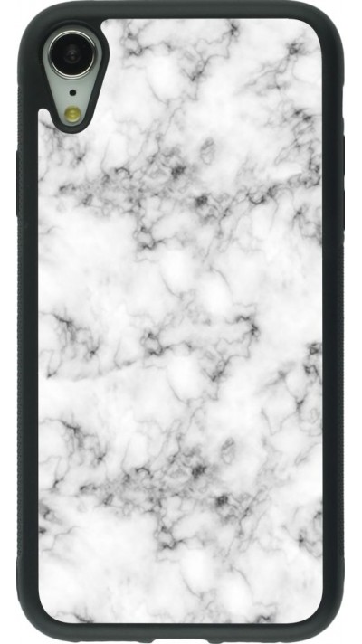 Coque iPhone XR - Silicone rigide noir Marble 01