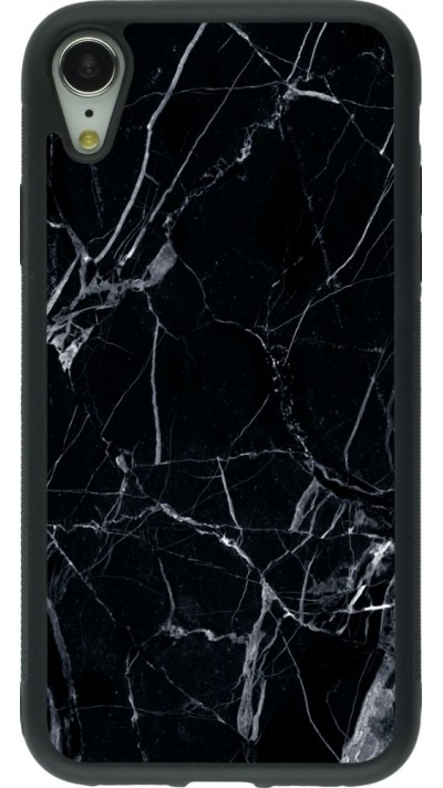 Coque iPhone XR - Silicone rigide noir Marble Black 01