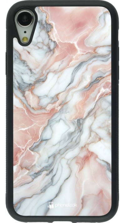 iPhone XR Case Hülle - Silikon schwarz Rosa Leuchtender Marmor