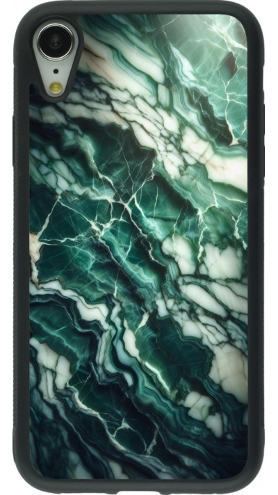iPhone XR Case Hülle - Silikon schwarz Majestätischer grüner Marmor