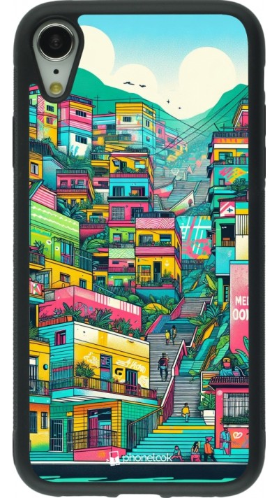 iPhone XR Case Hülle - Silikon schwarz Medellin Comuna 13 Kunst