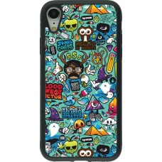 iPhone XR Case Hülle - Silikon schwarz Mixed Cartoons Turquoise