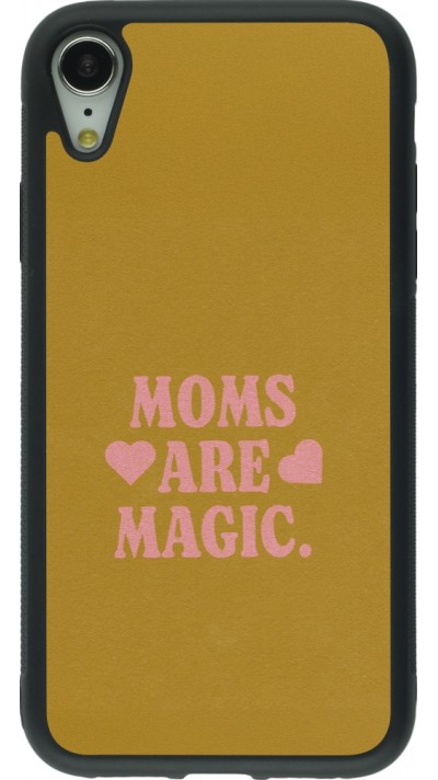 Coque iPhone XR - Silicone rigide noir Mom 2026 Are Magic