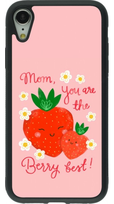 Coque iPhone XR - Silicone rigide noir Mom 2026 Berry best