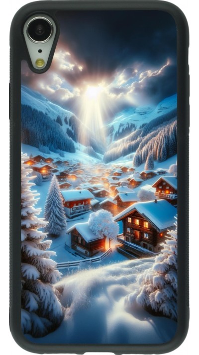 iPhone XR Case Hülle - Silikon schwarz Berg Schnee Licht