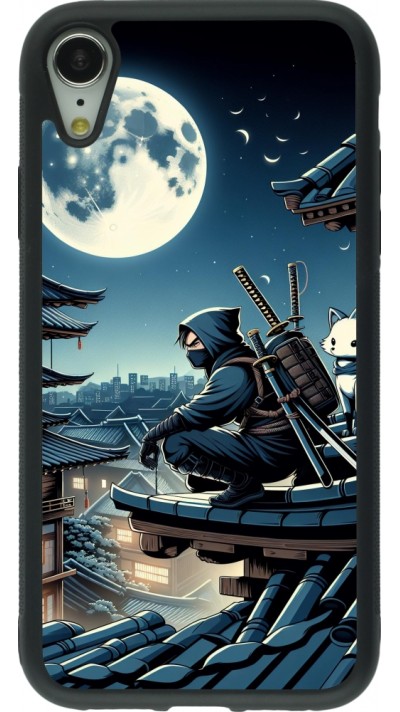 iPhone XR Case Hülle - Silikon schwarz Ninja unter dem Mond