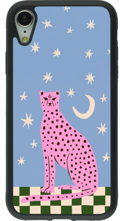 iPhone XR Case Hülle - Silikon schwarz Pink leopard with stars 2026