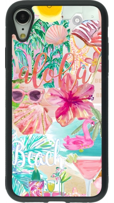 iPhone XR Case Hülle - Silikon schwarz Preppy Collage Aloha