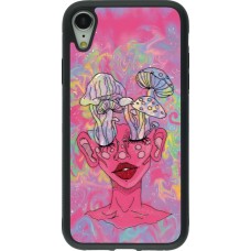 iPhone XR Case Hülle - Silikon schwarz Psychedelic pink mushroom